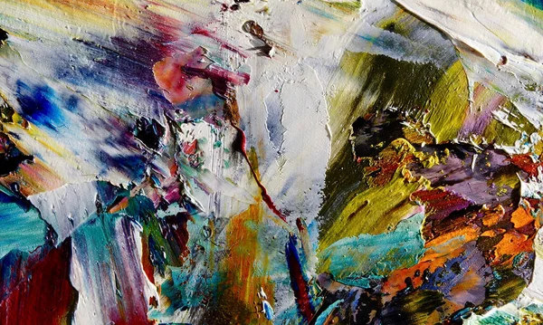 Colorful abstract painting background. Modern motif visual art .Intensive multicolor mix of oil vibrant colors. Trendy hand painting canvas . Paint brushstrokes on canvas for trendy poster wallpaper