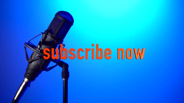 Subscribe Now Tekst Studio Microfoon — Stockvideo