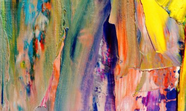 Renkli soyut resim arkaplanı. Modern motif görsel sanat. Yağ renkli yoğun bir karışım. Moda el boyama bezi. Moda poster kağıdı için tuval üzerindeki fırça darbelerini boya