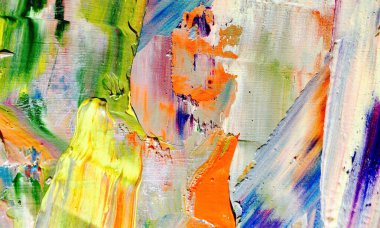 Renkli soyut resim arkaplanı. Modern motif görsel sanat. Yağ renkli yoğun bir karışım. Moda el boyama bezi. Moda poster kağıdı için tuval üzerindeki fırça darbelerini boya