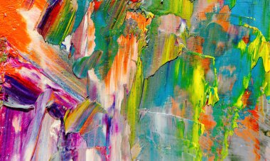 Renkli soyut resim arkaplanı. Modern motif görsel sanat. Yağ renkli yoğun bir karışım. Moda el boyama bezi. Moda poster kağıdı için tuval üzerindeki fırça darbelerini boya