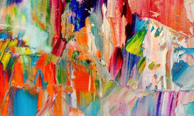 Renkli soyut resim arkaplanı. Modern motif görsel sanat. Yağ renkli yoğun bir karışım. Moda el boyama bezi. Moda poster kağıdı için tuval üzerindeki fırça darbelerini boya