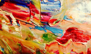 Renkli soyut resim arkaplanı. Modern motif görsel sanat. Yağ renkli yoğun bir karışım. Moda el boyama bezi. Moda poster kağıdı için tuval üzerindeki fırça darbelerini boya