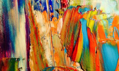 Renkli soyut resim arkaplanı. Modern motif görsel sanat. Yağ renkli yoğun bir karışım. Moda el boyama bezi. Moda poster kağıdı için tuval üzerindeki fırça darbelerini boya