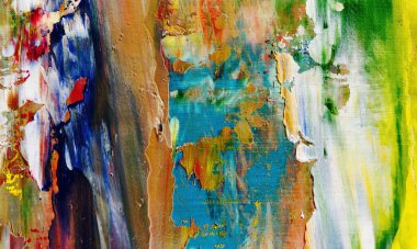 Renkli soyut resim arkaplanı. Modern motif görsel sanat. Yağ renkli yoğun bir karışım. Moda el boyama bezi. Moda poster kağıdı için tuval üzerindeki fırça darbelerini boya