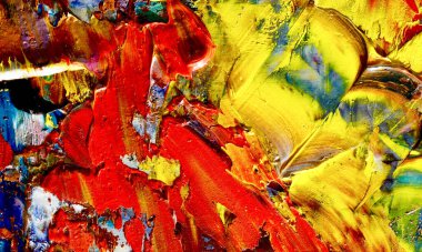 Renkli soyut resim arkaplanı. Modern motif görsel sanat. Yağ renkli yoğun bir karışım. Moda el boyama bezi. Moda poster kağıdı için tuval üzerindeki fırça darbelerini boya