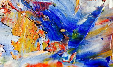 Renkli soyut resim arkaplanı. Modern motif görsel sanat. Yağ renkli yoğun bir karışım. Moda el boyama bezi. Moda poster kağıdı için tuval üzerindeki fırça darbelerini boya