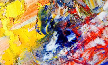 Renkli soyut resim arkaplanı. Modern motif görsel sanat. Yağ renkli yoğun bir karışım. Moda el boyama bezi. Moda poster kağıdı için tuval üzerindeki fırça darbelerini boya