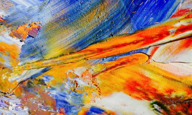 Renkli soyut resim arkaplanı. Modern motif görsel sanat. Yağ renkli yoğun bir karışım. Moda el boyama bezi. Moda poster kağıdı için tuval üzerindeki fırça darbelerini boya