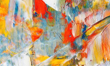 Renkli soyut resim arkaplanı. Modern motif görsel sanat. Yağ renkli yoğun bir karışım. Moda el boyama bezi. Moda poster kağıdı için tuval üzerindeki fırça darbelerini boya