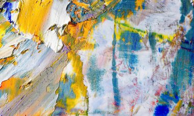 Renkli soyut resim arkaplanı. Modern motif görsel sanat. Yağ renkli yoğun bir karışım. Moda el boyama bezi. Moda poster kağıdı için tuval üzerindeki fırça darbelerini boya