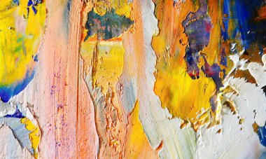 Renkli soyut resim arkaplanı. Modern motif görsel sanat. Yağ renkli yoğun bir karışım. Moda el boyama bezi. Moda poster kağıdı için tuval üzerindeki fırça darbelerini boya