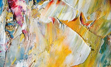 Renkli soyut resim arkaplanı. Modern motif görsel sanat. Yağ renkli yoğun bir karışım. Moda el boyama bezi. Moda poster kağıdı için tuval üzerindeki fırça darbelerini boya