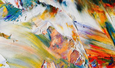 Renkli soyut resim arkaplanı. Modern motif görsel sanat. Yağ renkli yoğun bir karışım. Moda el boyama bezi. Moda poster kağıdı için tuval üzerindeki fırça darbelerini boya