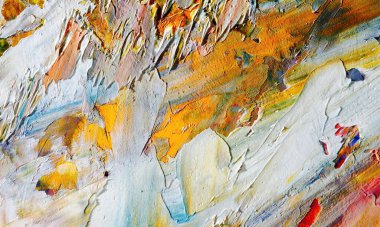 Renkli soyut resim arkaplanı. Modern motif görsel sanat. Yağ renkli yoğun bir karışım. Moda el boyama bezi. Moda poster kağıdı için tuval üzerindeki fırça darbelerini boya