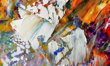 Renkli soyut resim arkaplanı. Modern motif görsel sanat. Yağ renkli yoğun bir karışım. Moda el boyama bezi. Moda poster kağıdı için tuval üzerindeki fırça darbelerini boya