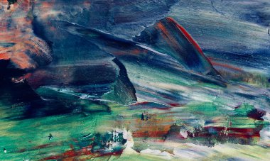 Renkli soyut resim arkaplanı. Modern motif görsel sanat. Yağ renkli yoğun bir karışım. Moda el boyama bezi. Moda poster kağıdı için tuval üzerindeki fırça darbelerini boya