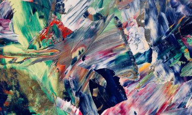 Renkli soyut resim arkaplanı. Modern motif görsel sanat. Yağ renkli yoğun bir karışım. Moda el boyama bezi. Moda poster kağıdı için tuval üzerindeki fırça darbelerini boya