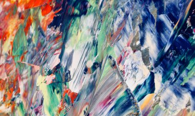 Renkli soyut resim arkaplanı. Modern motif görsel sanat. Yağ renkli yoğun bir karışım. Moda el boyama bezi. Moda poster kağıdı için tuval üzerindeki fırça darbelerini boya