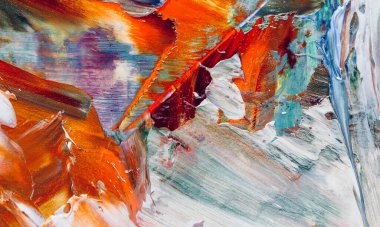 Renkli soyut resim arkaplanı. Modern motif görsel sanat. Yağ renkli yoğun bir karışım. Moda el boyama bezi. Moda poster kağıdı için tuval üzerindeki fırça darbelerini boya