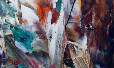 Renkli soyut resim arkaplanı. Modern motif görsel sanat. Yağ renkli yoğun bir karışım. Moda el boyama bezi. Moda poster kağıdı için tuval üzerindeki fırça darbelerini boya