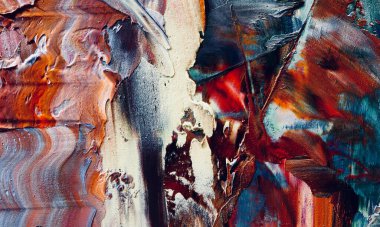 Renkli soyut resim arkaplanı. Modern motif görsel sanat. Yağ renkli yoğun bir karışım. Moda el boyama bezi. Moda poster kağıdı için tuval üzerindeki fırça darbelerini boya