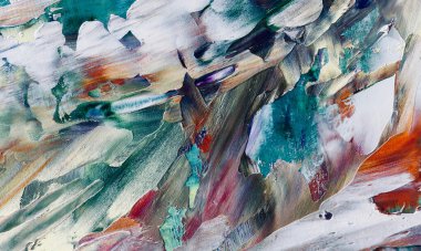 Renkli soyut resim arkaplanı. Modern motif görsel sanat. Yağ renkli yoğun bir karışım. Moda el boyama bezi. Moda poster kağıdı için tuval üzerindeki fırça darbelerini boya