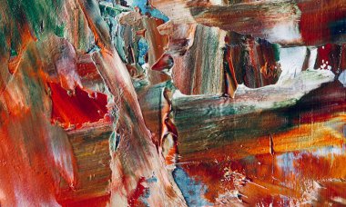 Renkli soyut resim arkaplanı. Modern motif görsel sanat. Yağ renkli yoğun bir karışım. Moda el boyama bezi. Moda poster kağıdı için tuval üzerindeki fırça darbelerini boya