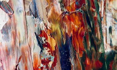 Renkli soyut resim arkaplanı. Modern motif görsel sanat. Yağ renkli yoğun bir karışım. Moda el boyama bezi. Moda poster kağıdı için tuval üzerindeki fırça darbelerini boya