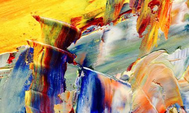 Renkli soyut resim arkaplanı. Modern motif görsel sanat. Yağ renkli yoğun bir karışım. Moda el boyama bezi. Moda poster kağıdı için tuval üzerindeki fırça darbelerini boya