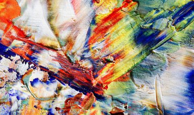 Renkli soyut resim arkaplanı. Modern motif görsel sanat. Yağ renkli yoğun bir karışım. Moda el boyama bezi. Moda poster kağıdı için tuval üzerindeki fırça darbelerini boya
