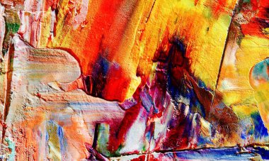 Renkli soyut resim arkaplanı. Modern motif görsel sanat. Yağ renkli yoğun bir karışım. Moda el boyama bezi. Moda poster kağıdı için tuval üzerindeki fırça darbelerini boya