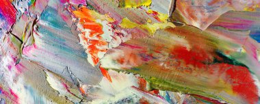 Renkli soyut resim arkaplanı. Modern motif görsel sanat. Yağ renkli yoğun bir karışım. Moda el boyama bezi. Moda poster kağıdı için tuval üzerindeki fırça darbelerini boya