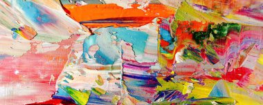 Renkli soyut resim arkaplanı. Modern motif görsel sanat. Yağ renkli yoğun bir karışım. Moda el boyama bezi. Moda poster kağıdı için tuval üzerindeki fırça darbelerini boya