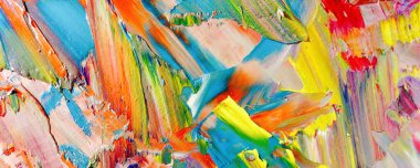 Renkli soyut resim arkaplanı. Modern motif görsel sanat. Yağ renkli yoğun bir karışım. Moda el boyama bezi. Moda poster kağıdı için tuval üzerindeki fırça darbelerini boya