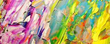 Renkli soyut resim arkaplanı. Modern motif görsel sanat. Yağ renkli yoğun bir karışım. Moda el boyama bezi. Moda poster kağıdı için tuval üzerindeki fırça darbelerini boya