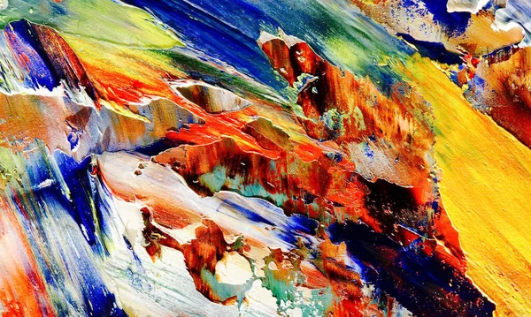 Colorful abstract painting background. Modern motif visual art .Intensive multicolor mix of oil vibrant colors. Trendy hand painting canvas . Paint brushstrokes on canvas for trendy poster wallpaper