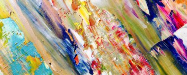 Renkli soyut resim arkaplanı. Modern motif görsel sanat. Yağ renkli yoğun bir karışım. Moda el boyama bezi. Moda poster kağıdı için tuval üzerindeki fırça darbelerini boya