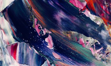 Renkli soyut resim arkaplanı. Modern motif görsel sanat. Yağ renkli yoğun bir karışım. Moda el boyama bezi. Moda poster kağıdı için tuval üzerindeki fırça darbelerini boya