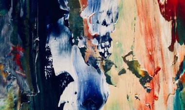 Renkli soyut resim arkaplanı. Modern motif görsel sanat. Yağ renkli yoğun bir karışım. Moda el boyama bezi. Moda poster kağıdı için tuval üzerindeki fırça darbelerini boya