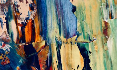 Renkli soyut resim arkaplanı. Modern motif görsel sanat. Yağ renkli yoğun bir karışım. Moda el boyama bezi. Moda poster kağıdı için tuval üzerindeki fırça darbelerini boya