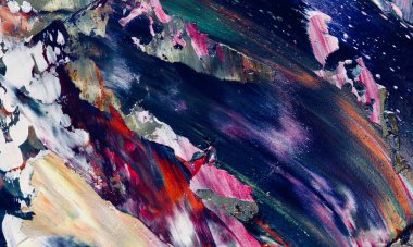 Renkli soyut resim arkaplanı. Modern motif görsel sanat. Yağ renkli yoğun bir karışım. Moda el boyama bezi. Moda poster kağıdı için tuval üzerindeki fırça darbelerini boya