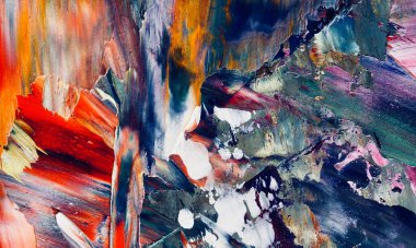 Renkli soyut resim arkaplanı. Modern motif görsel sanat. Yağ renkli yoğun bir karışım. Moda el boyama bezi. Moda poster kağıdı için tuval üzerindeki fırça darbelerini boya
