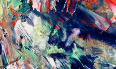 Renkli soyut resim arkaplanı. Modern motif görsel sanat. Yağ renkli yoğun bir karışım. Moda el boyama bezi. Moda poster kağıdı için tuval üzerindeki fırça darbelerini boya