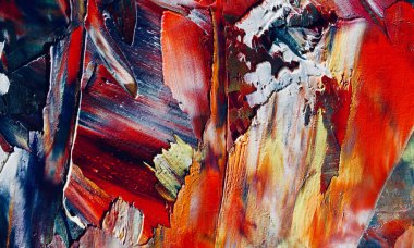 Renkli soyut resim arkaplanı. Modern motif görsel sanat. Yağ renkli yoğun bir karışım. Moda el boyama bezi. Moda poster kağıdı için tuval üzerindeki fırça darbelerini boya