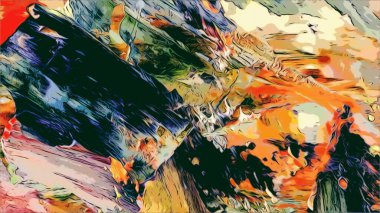 Renkli soyut resim arkaplanı. Modern motif görsel sanat. Yağ renkli yoğun bir karışım. Moda el boyama bezi. Moda poster kağıdı için tuval üzerindeki fırça darbelerini boya