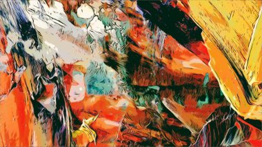 Renkli soyut resim arkaplanı. Modern motif görsel sanat. Yağ renkli yoğun bir karışım. Moda el boyama bezi. Moda poster kağıdı için tuval üzerindeki fırça darbelerini boya