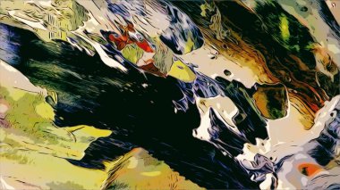 Renkli soyut resim arkaplanı. Modern motif görsel sanat. Yağ renkli yoğun bir karışım. Moda el boyama bezi. Moda poster kağıdı için tuval üzerindeki fırça darbelerini boya