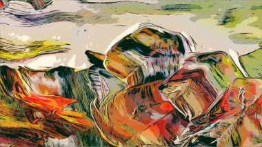 Renkli soyut resim arkaplanı. Modern motif görsel sanat. Yağ renkli yoğun bir karışım. Moda el boyama bezi. Moda poster kağıdı için tuval üzerindeki fırça darbelerini boya