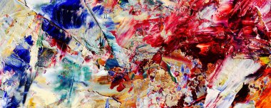 Renkli soyut resim arkaplanı. Modern motif görsel sanat. Yağ renkli yoğun bir karışım. Moda el boyama bezi. Moda poster kağıdı için tuval üzerindeki fırça darbelerini boya